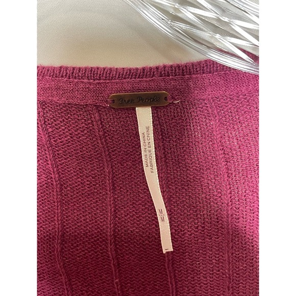 Free People Twist Front Cotton Linen Blend Ribbed Sweater Size M - Picture 2 of 4